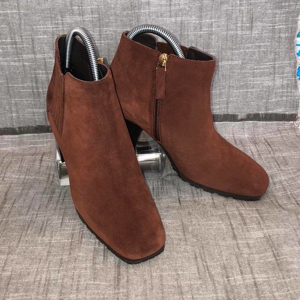 Aquatalia Womens Brown Suede Ankle Boots 6.5 Made In Italy